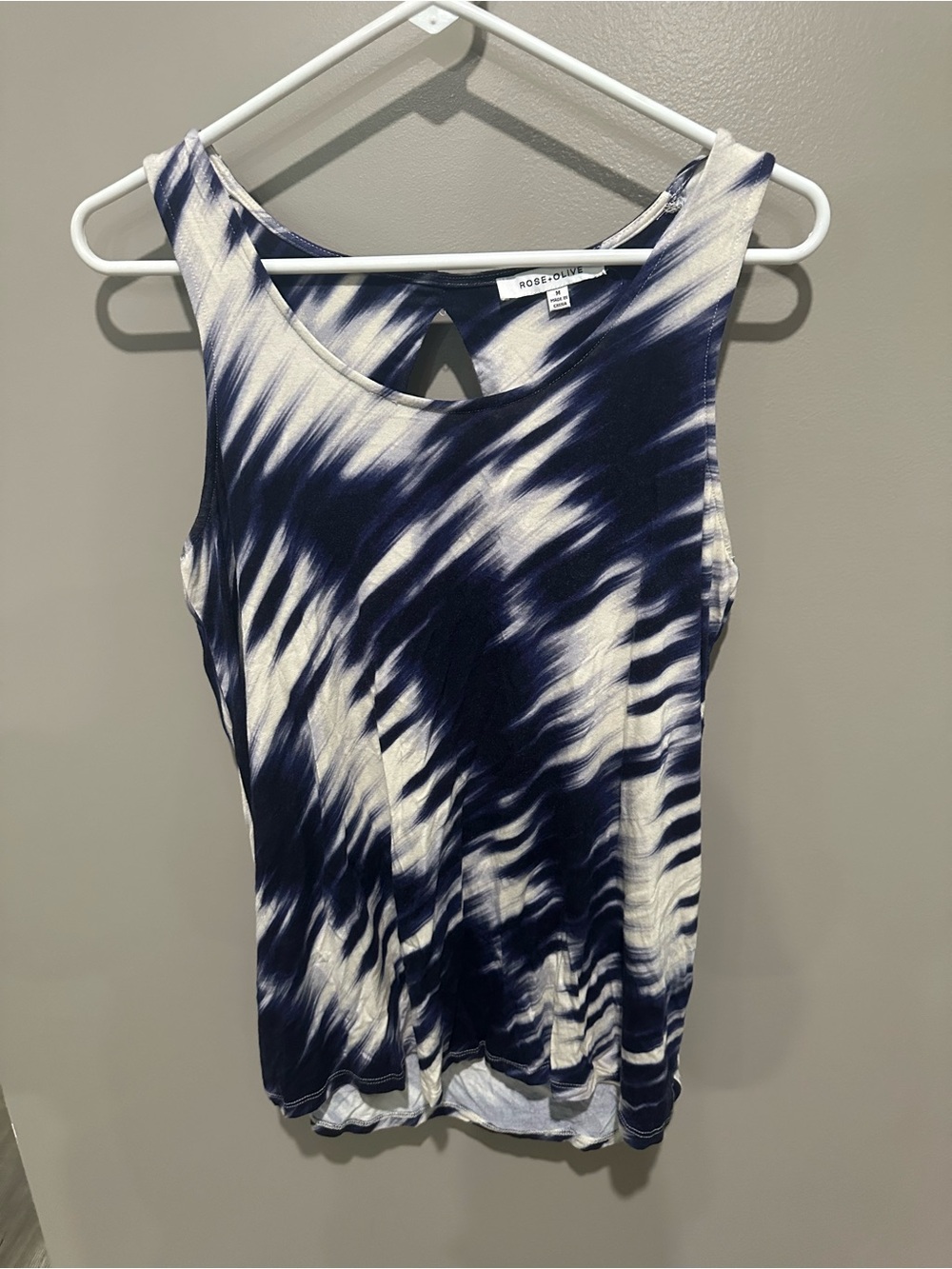 Rose & Olive Navy and White Tie-Dye Tank Top